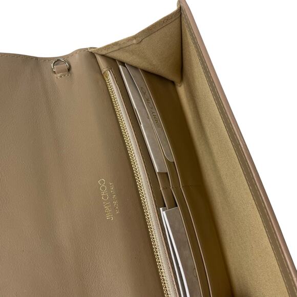 Jimmy Choo Patent Leather Milla Clutch Crossbody in Nude / Tan AS IS FLAWED - Picture 12 of 14